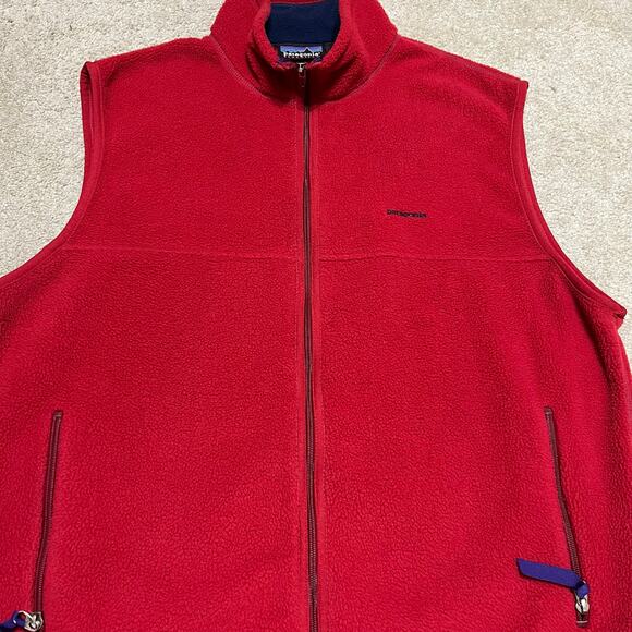 Vintage Patagonia Synchilla Red Full Zip Vest Large - Picture 5 of 6